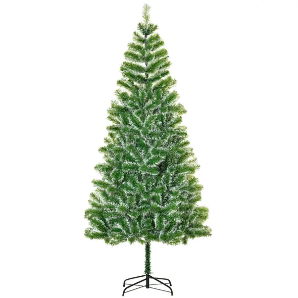 HOMCOM 7FT Indoor Christmas Tree Artificial Decoration Xmas Gift with Metal Stand Branch Tips - 1