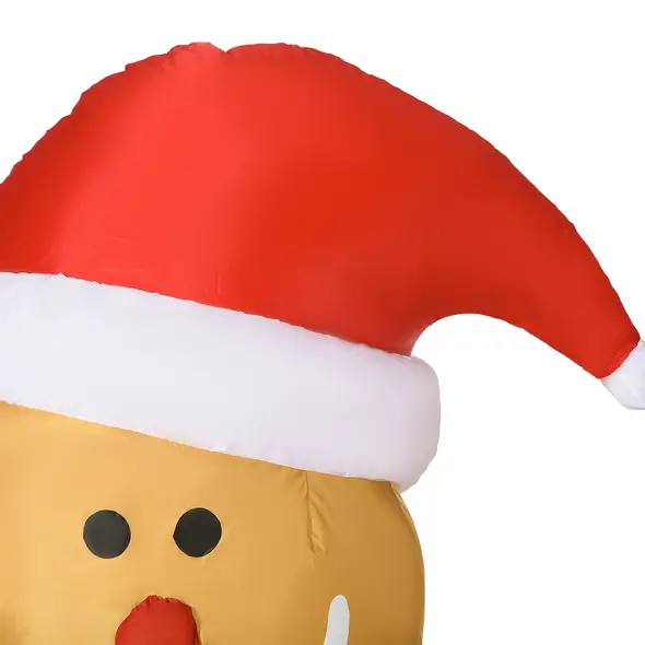 HOMCOM 6ft Christmas Inflatable Gingerbread Man & Santa Hat Safe Outdoor Decoration w/ Accessories - 8