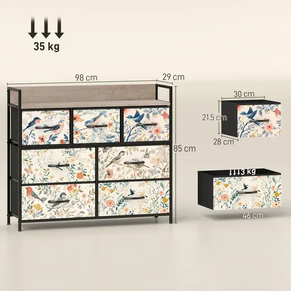 HOMCOM 7-Drawer Chest of Drawers - White - 3