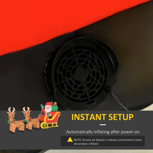 HOMCOM 8ft Christmas Inflatable Santa Claus on Sleigh, LED Lighted for Home Indoor Outdoor Garden Lawn Decoration Party Prop - 6