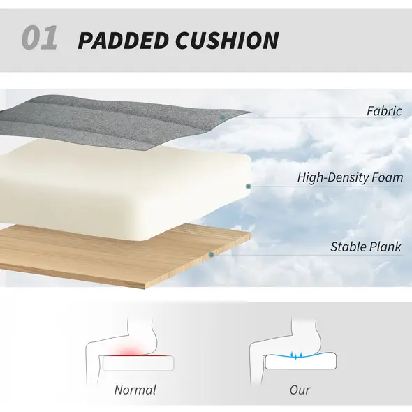 HOMCOM Armless Office Chair No Wheels, Linen Fabric Criss Cross Legged Desk Chair with Wide Seat, Thick Padding, Tilt Function, Height Adjustable Swivel Computer Seat for Home, Grey - 4