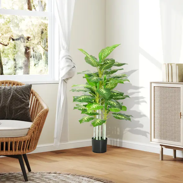 HOMCOM Artificial Evergreen Tree Fake Decorative Plant in Nursery Pot for Indoor Decor, 120cm - 4