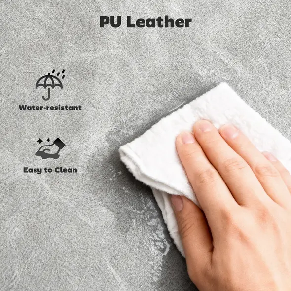 HOMCOM Bar Stools Set of 2, PU Leather Barstools with Back, Footrest and Wood Legs for Kitchen, Counter, Breakfast Bar, Grey - 6