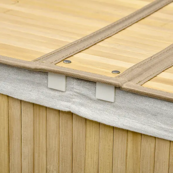 HOMCOM Bamboo Laundry Basket with Lid, 100 Litres Laundry Hamper with 2 Sections, Removable Washable Lining, Washing Baskets, 62.5 x 37 x 60.5cm, Natural - 8