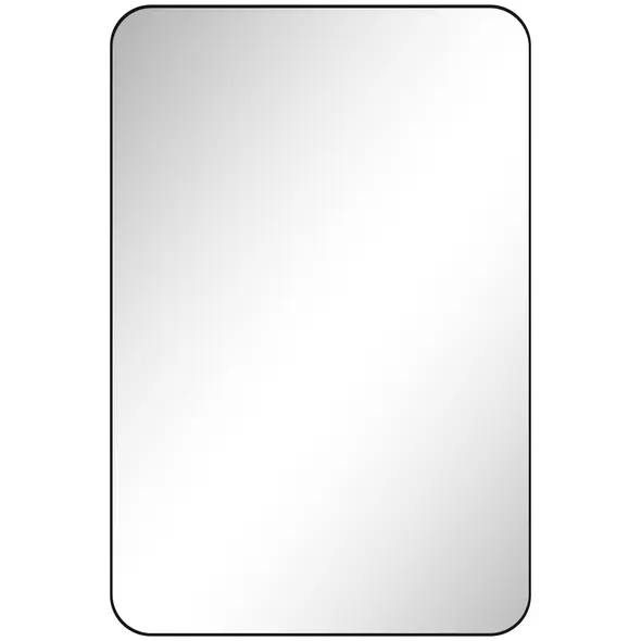 HOMCOM 90 x 60cm Curved Bathroom Mirror - Black - 1