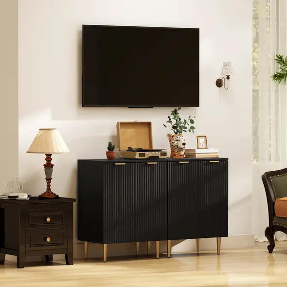 HOMCOM Adjustable Shelf Sideboard - Black - 8