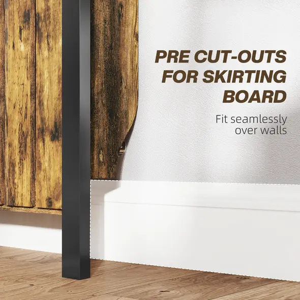 HOMCOM 93 x 119cm Rustic-Look Radiator Cover - Brown/Black - 7