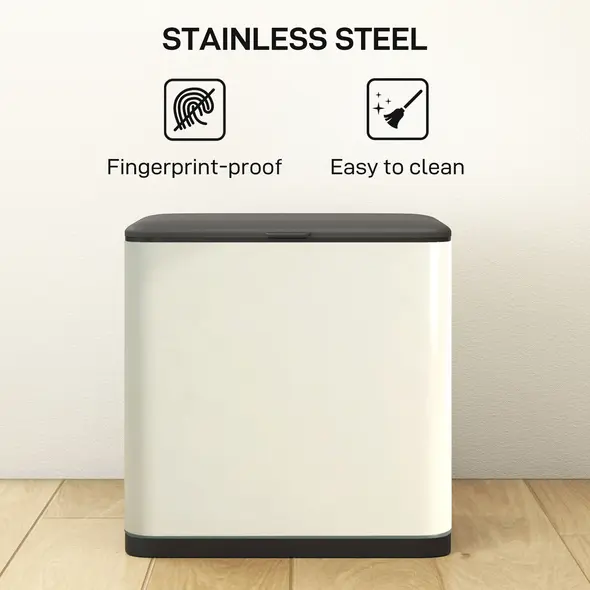 HOMCOM 8L Hanging Kitchen Bin, Rubbish bin with Lid and Removable Inner Bucket for Kitchen Cabinet Door, Under Sink, Office - 8