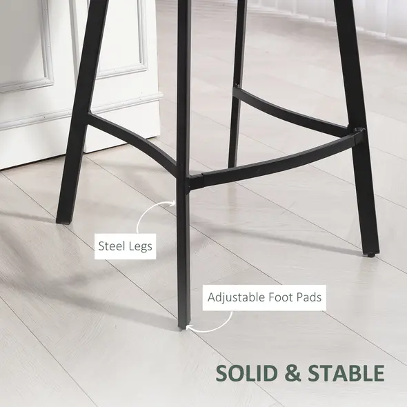 HOMCOM Bar Stools Set of 2, PU Leather Dining Stools with Backrest, Footrest, for Kitchen, Counter, Breakfast Bar, Green - 6