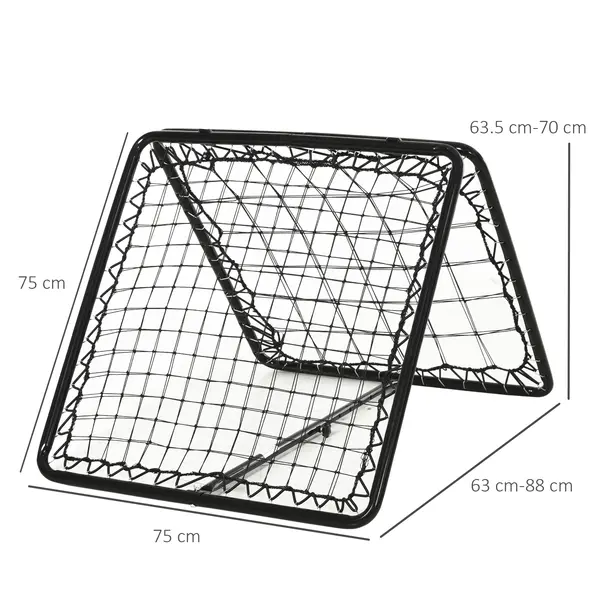 HOMCOM Angle Adjustable Double Sided Rebounder Net Training Aid Target Soccer Goal Kickback For Football, Baseball, Basketball - 75L x 75W cm - 3
