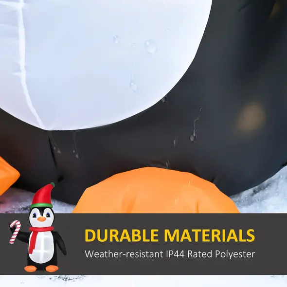 HOMCOM 8ft Inflatable Christmas Penguin Holding Candy Cane Blow Up Outdoor Decoration with LED Lights for Holiday - 5