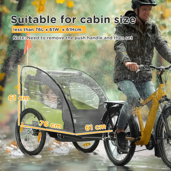 HOMCOM Baby Bike Trailer Cover, Anti Dust Rain Snow, Cold Wind, 76 x 61 x 61 cm - 3