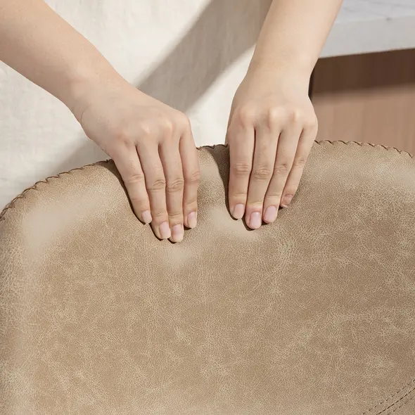 HOMCOM Bar Stools Set of 2, PU Leather Dining Stools with Backrest, Footrest, for Kitchen, Counter, Breakfast Bar, Light Brown - 8