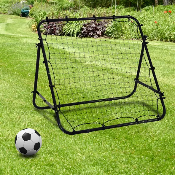 HOMCOM Adjustable Rebounder Net Kickback Target Goal for Teens Adults Training, Black - 2