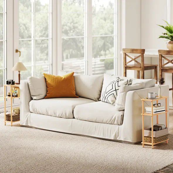 HOMCOM Bamboo Side Table, 3-Tier Slim End Table, Nordic Style, for Living Room, Bedroom, Office, Tool-Free Assembly, Natural Wood Finish - 9