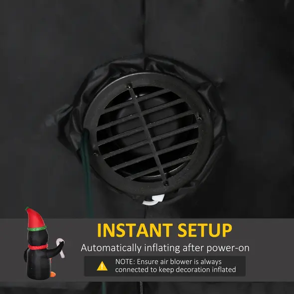 HOMCOM 8ft Inflatable Christmas Penguin Holding Candy Cane Blow Up Outdoor Decoration with LED Lights for Holiday - 6