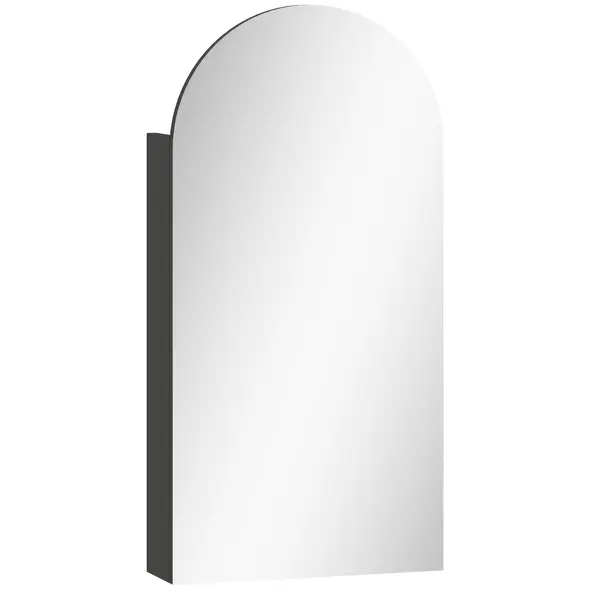 HOMCOM Arched Bathroom Mirror Cabinet with Adjustable Glass Shelves - Black - 1