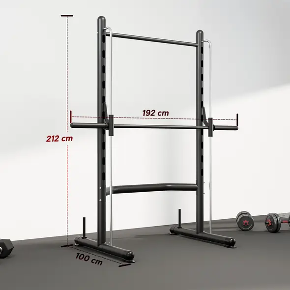 HOMCOM Adjustable Squat Rack, with Pull Up Bar, Barbell Bar for Home Gym - 3