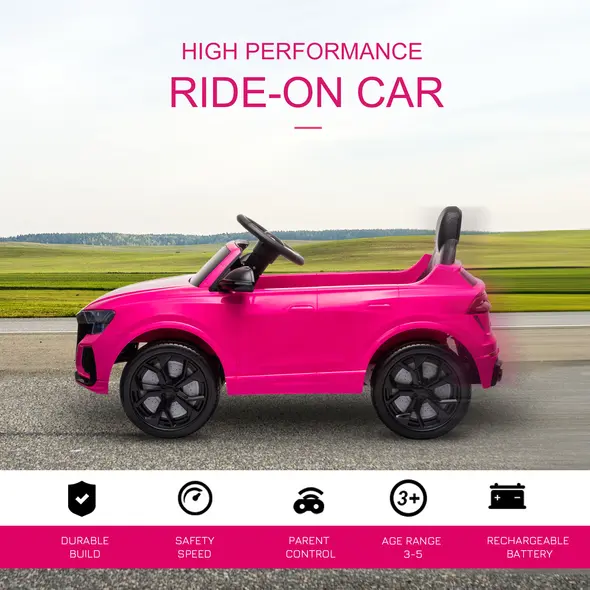 HOMCOM Audi RS Q8 6V Kids Electric Ride On Car Toy w/ Remote USB MP3 Bluetooth Pink - 4
