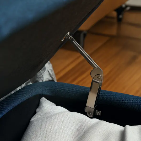 HOMCOM 92 x 31cm Linen-Look Storage Ottoman - Dark Blue - 7