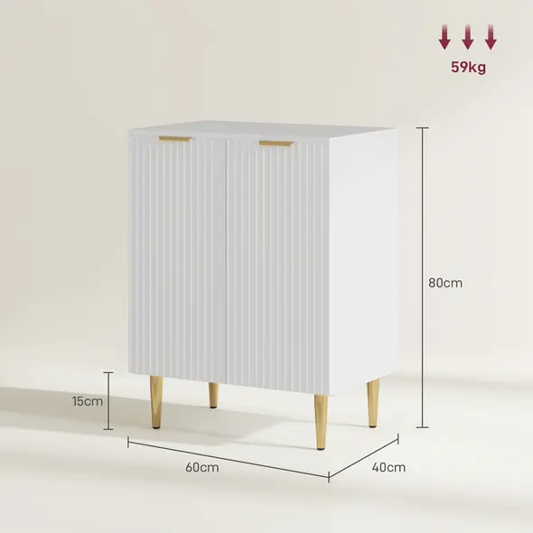 HOMCOM Adjustable Shelf Sideboard - White - 3