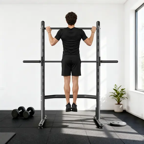 HOMCOM Adjustable Squat Rack, with Pull Up Bar, Barbell Bar for Home Gym - 8