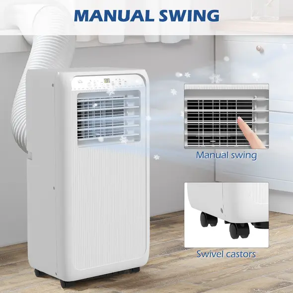 HOMCOM 9,000 BTU Mobile Air Conditioner for Room up to 28m², with Dehumidifier, 24H Timer, Wheels, Window Mount Kit - 7