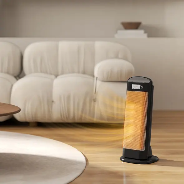 HOMCOM Ceramic Space Heater, 2000W Fan Electric Heater with 4 Modes, Adjustable Thermostat, 55° Oscillation, Tip-Over and Overheat Protection for Bedroom, Home Office, Black - 8