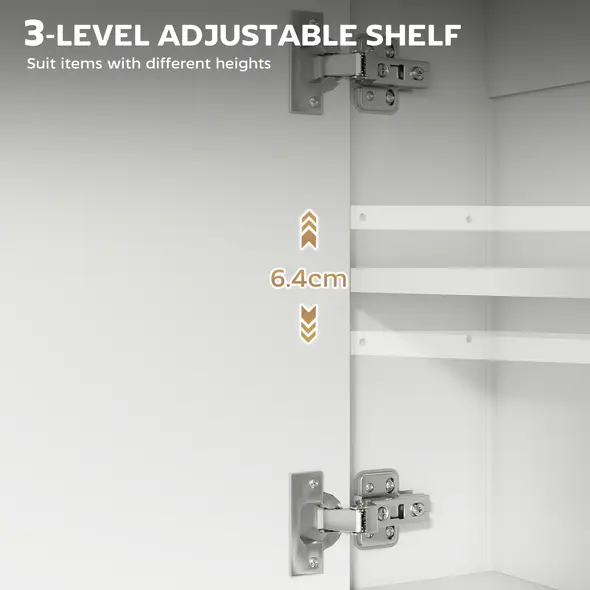 HOMCOM Bathroom Mirror Cabinet with Soft-Close Doors and Adjustable Shelf - White - 6