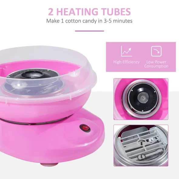 HOMCOM Candy Floss Machine Electric Cotton Candy Maker Gadgetry 450W (Pink) - 4