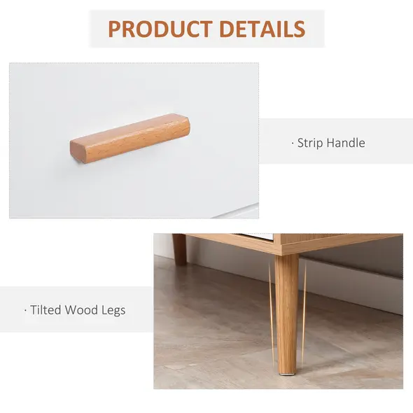 HOMCOM Chest of Drawers with 3 Drawers, Bedroom Cabinet, Storage Organizer for Living Room, White and Natural - 5