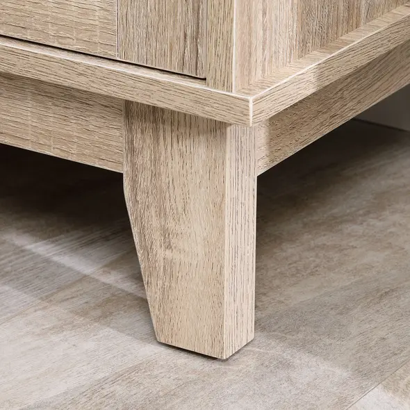 HOMCOM Bedside Table, Bedside Cabinet with Storage Cupboard, Side End Table with Rattan Element for Living Room, Bedroom, Set of 2, Natural - 9