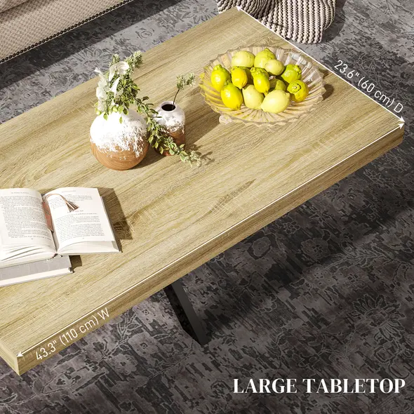 HOMCOM Bold Rustic Block Coffee Table - Wood-Effect - 4