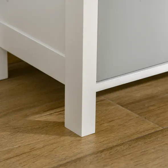 HOMCOM Bedside Table Set of 2 Chest of 3 Drawers Shabby Chic Nightstands with Metal Handle Sofa Side Table for Living Room, Bedroom,Grey and blue - 8