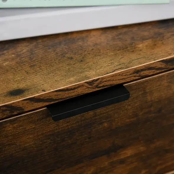 HOMCOM Bedroom Chest of Drawers Set of 2, Industrial 3-Drawer Dresser, Storage Drawers Unit with Metal Frame for Living Room, Rustic Brown - 7