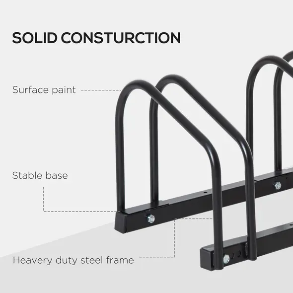 HOMCOM Bike Stand Parking Rack Floor or Wall Mount Bicycle Cycle Storage Locking Stand 179L x 33W x 27H (6 Racks, Black) - 8