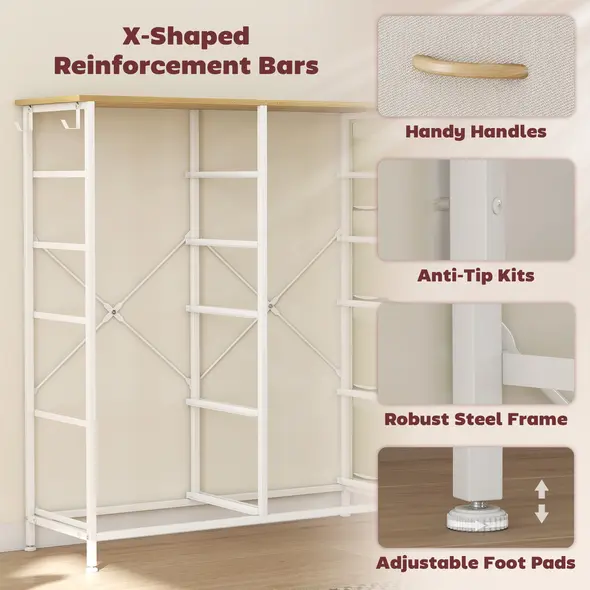 HOMCOM Chest of Ten Fabric Drawers - Beige - 7