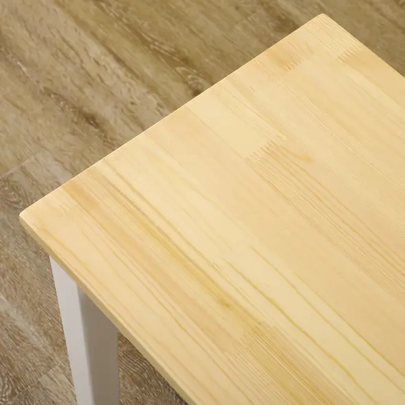 HOMCOM Dining Table and Bench Set, Farmhouse Kitchen Table and Bench with Wooden Frame for Living Room, Dining Room, Natural and White - 8