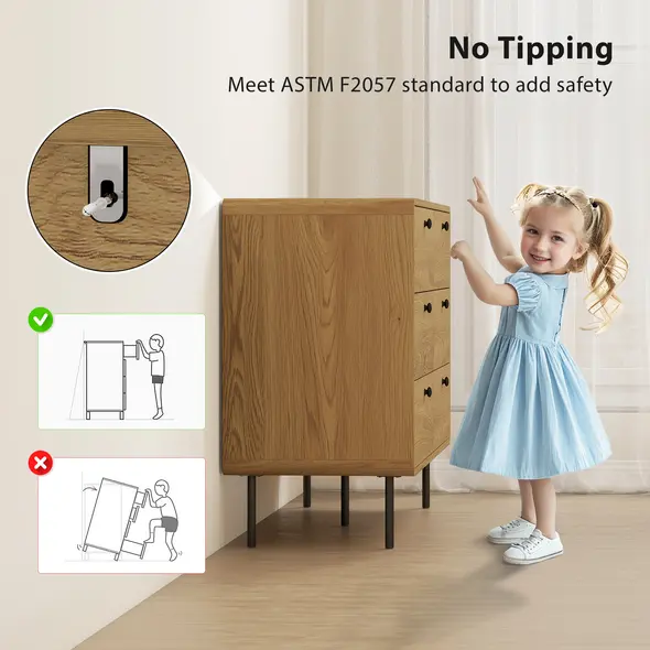 HOMCOM Chest of Drawers, 6 Drawer Dresser - Oak - 7