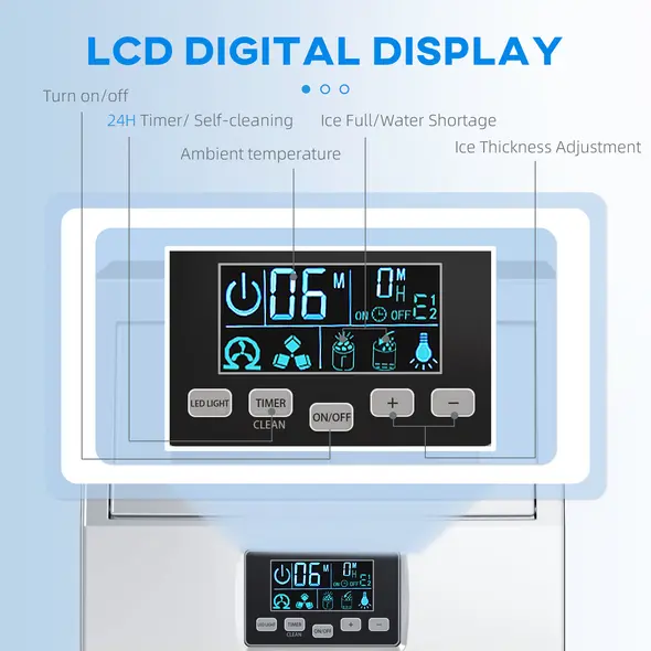 HOMCOM Commercial Ice Maker with 4kg Ice Storage - Silver Tone - 5