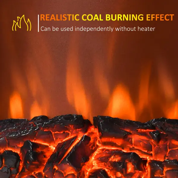 HOMCOM Contemporary Electric Fireplace Coal Burning Flame Effect Inset Fire Place Space Heater Glass View LED Lighting, 1000W/2000W, Golden - 4