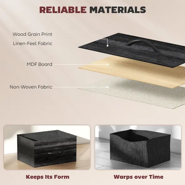 HOMCOM Chest of Ten Fabric Drawers - Black - 6