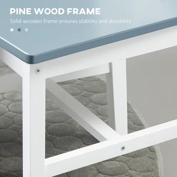 HOMCOM Dining Chairs Set of 4, Kitchen Chair with Slat Back, Pine Wood Structure for Living Room and Dining Room, White - 6