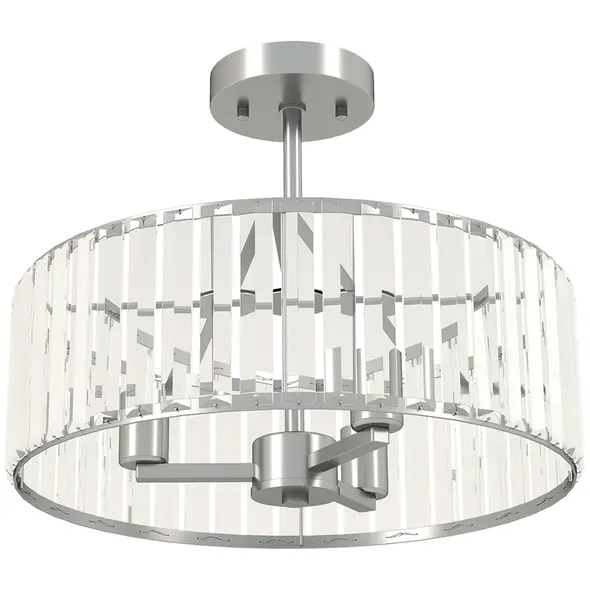 HOMCOM Crystal Ceiling Light Fixture, Semi Flush Mount Modern Crystal Chandelier Ceiling Light for Living Room, Bedroom, Hallway, Dining Room, E14 Base 3-Lights, Bulbs Not Included, Silver Tone - 1