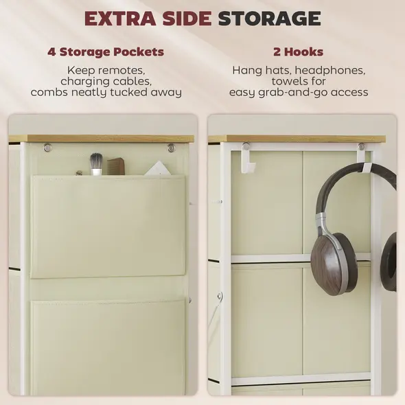 HOMCOM Chest of Four Fabric Drawers - Beige - 5