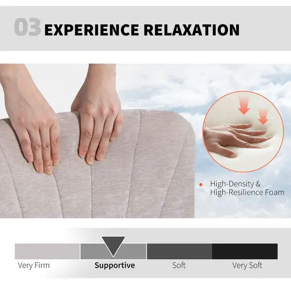 HOMCOM Criss Cross Chair with Wheels, No Arms - Beige - 6