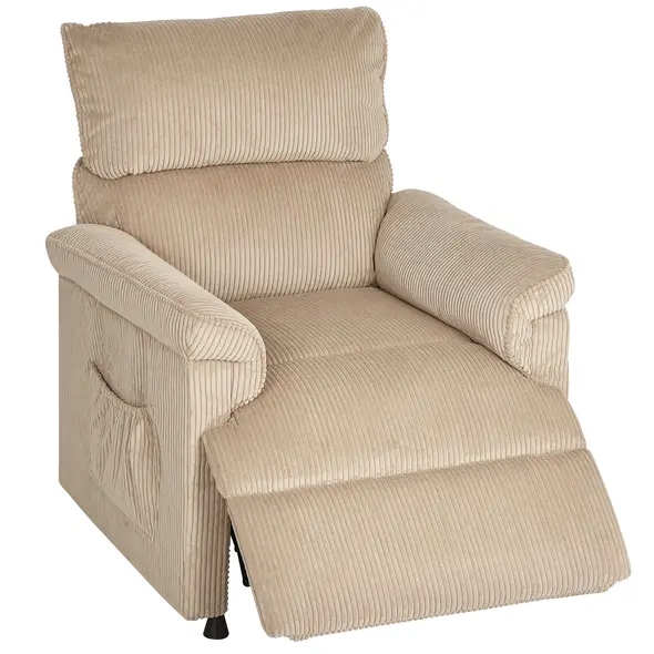 HOMCOM Corduroy Electric Massage Recliner - Brown - 1