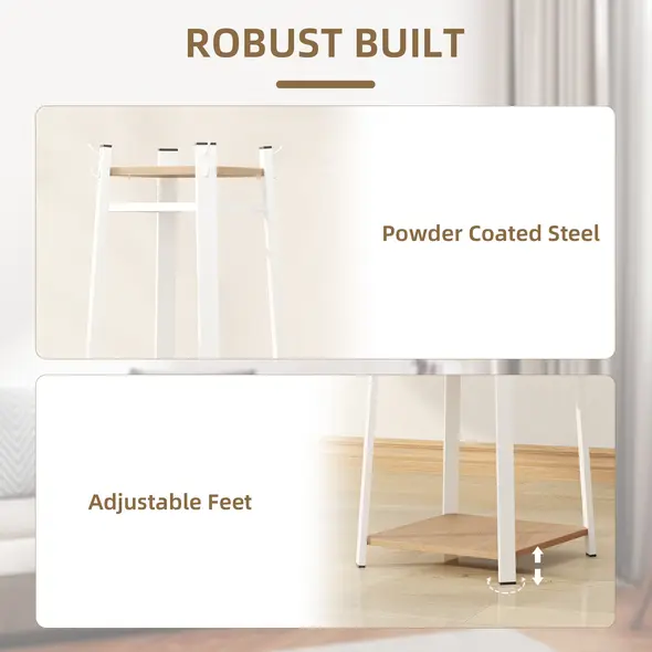 HOMCOM Compact Freestanding Coat Rack -  White/Oak - 7