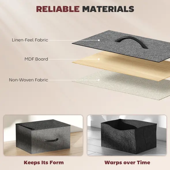 HOMCOM Chest of Five Fabric Drawers - Charcoal Grey - 6