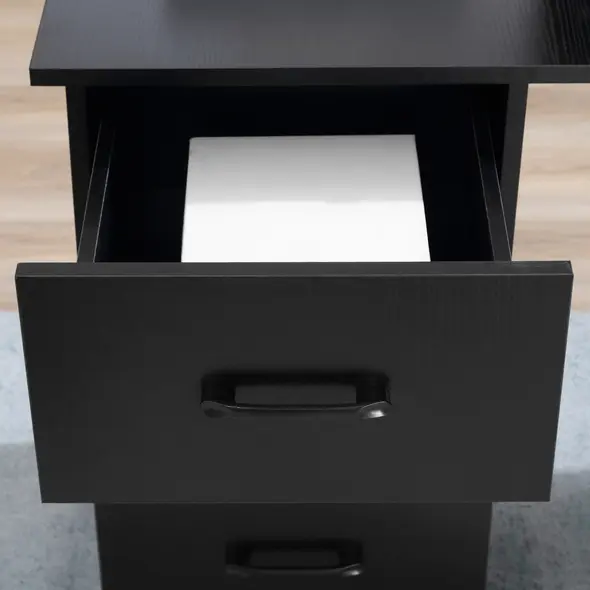 HOMCOM Computer Desk, Home Office Desk, Writing Table, PC Workstation with 3 Storage Shelves and 3 Drawers for Working, Study, 120 x 49 x 72 cm, Black - 9